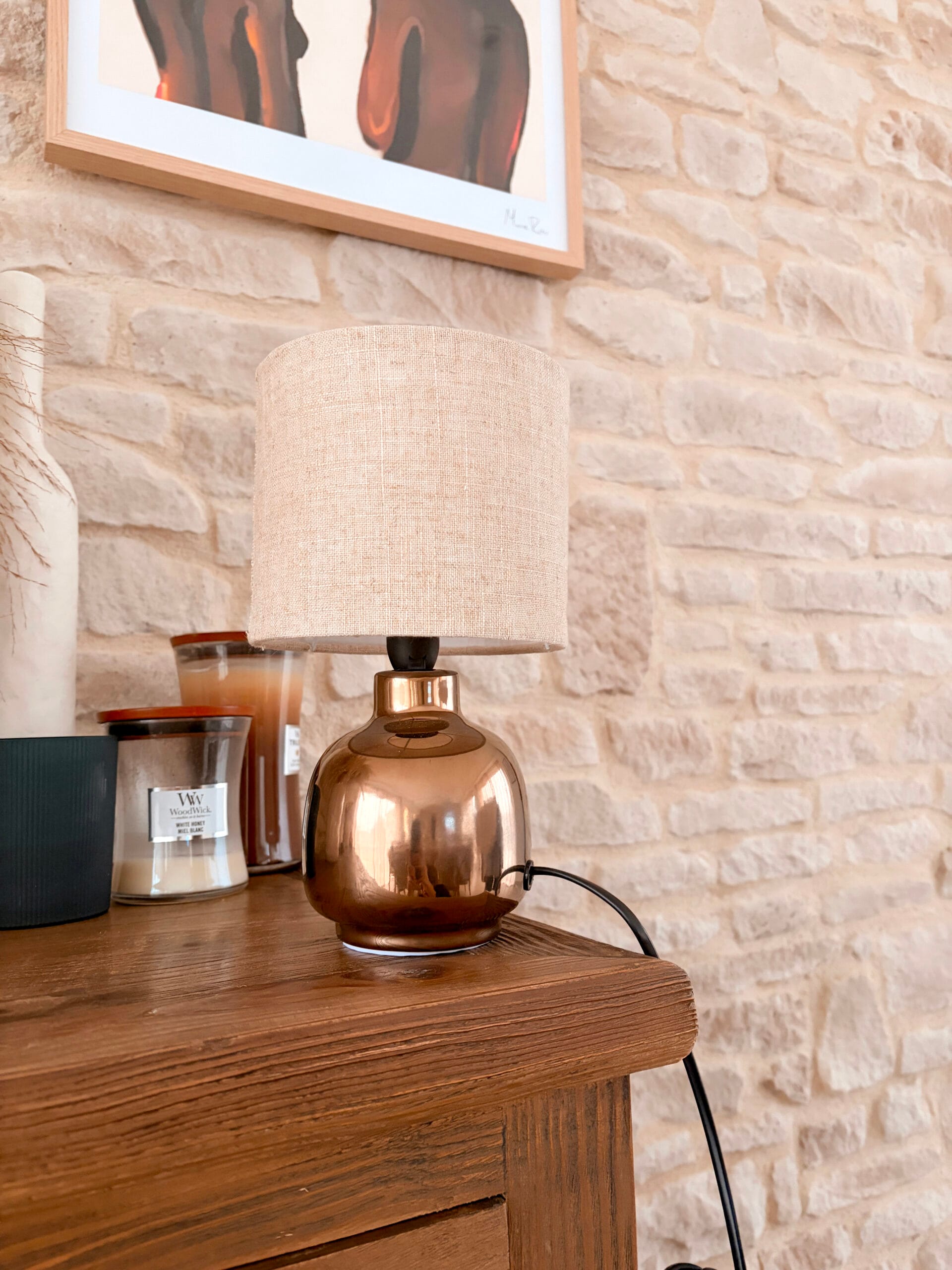 agni lampe de table, bronze, grès agni lampe de table, bronze, grès